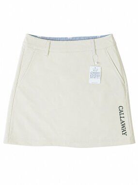 NWT CALLAWAY Japan Golf Beige Stretch Cute Golfwear Pleated Mini Skirt SS / XS